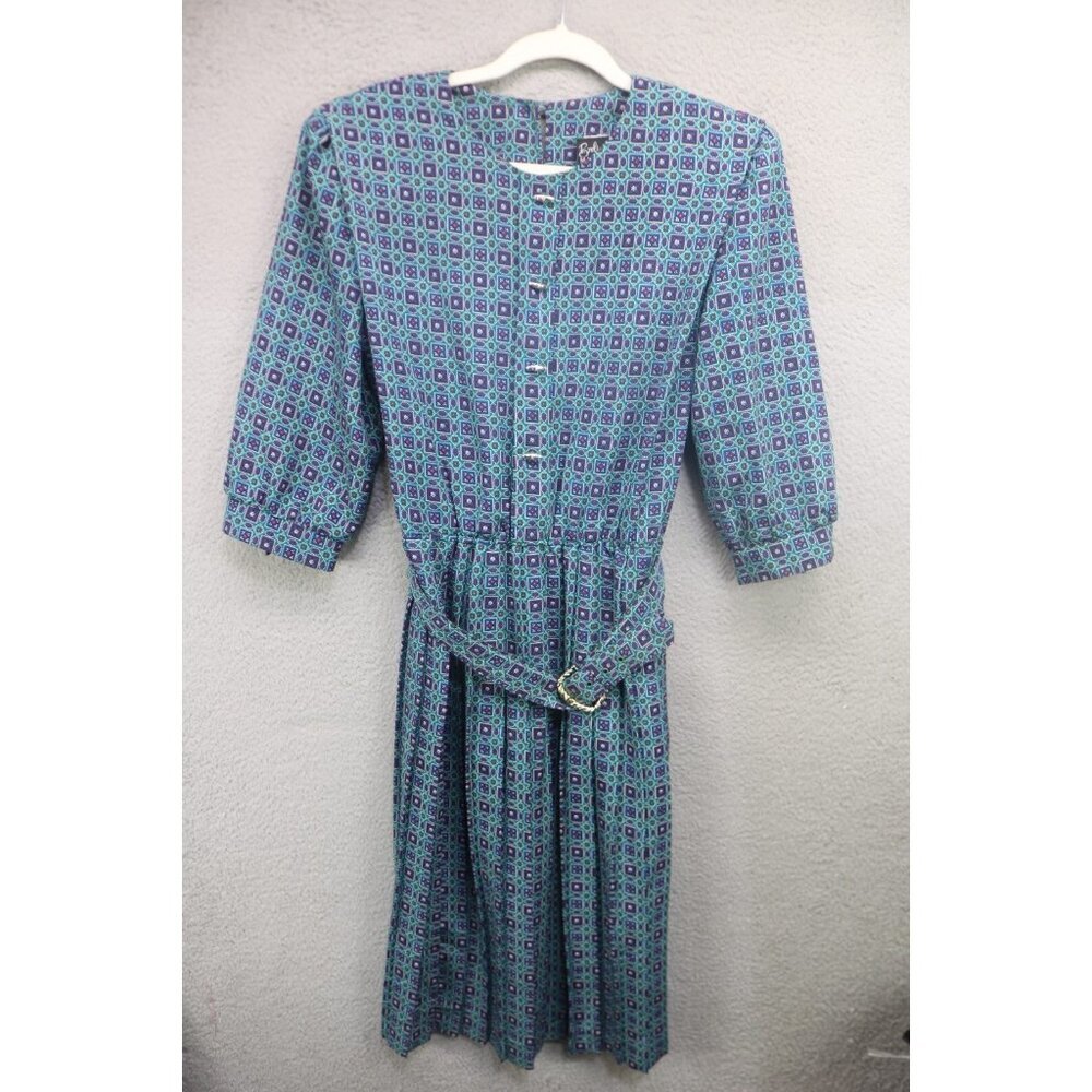 Breli Originals Vtg. Silky Long Puff Sleeve Pleated Dress-Size 10-Prairie-Y2K